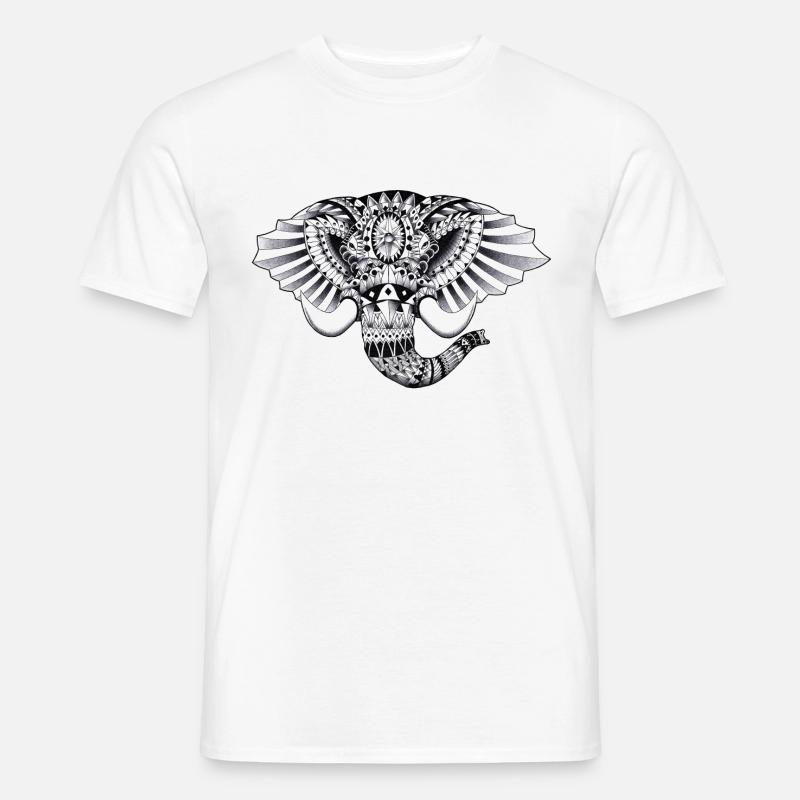 Aufwändige Elephant Drawing - Männer T-Shirt - Weiß