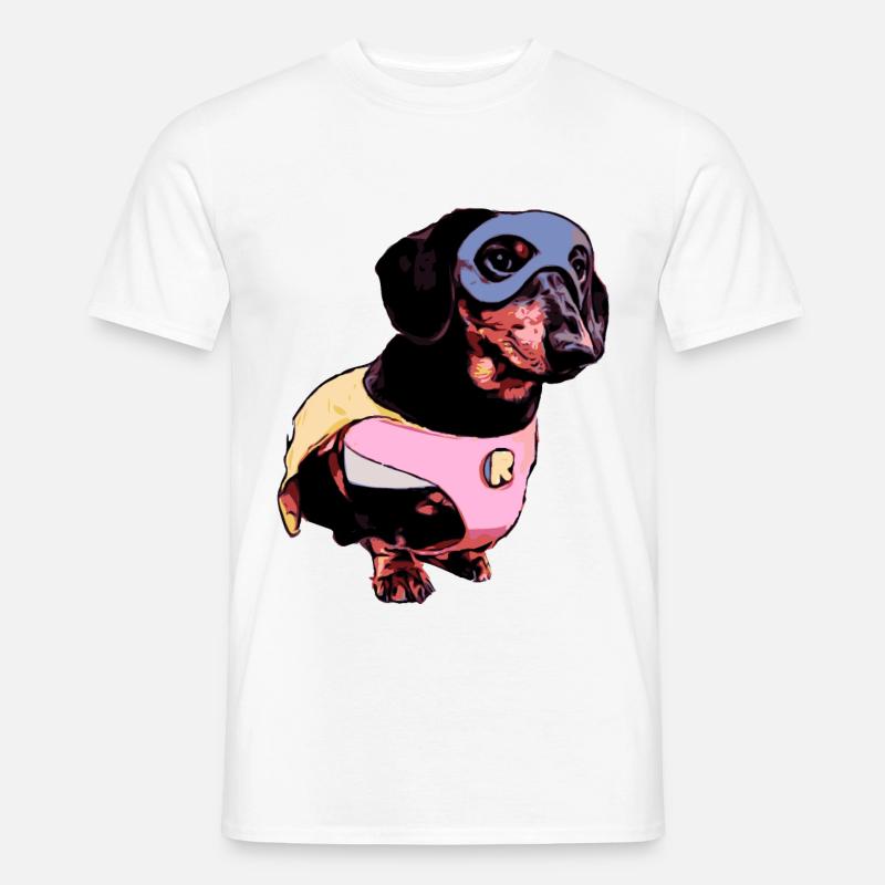 Dackel Superheld - Männer T-Shirt - Weiß
