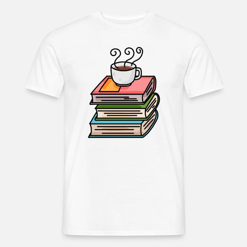 Kaffee und Bücher - Männer T-Shirt - Weiß