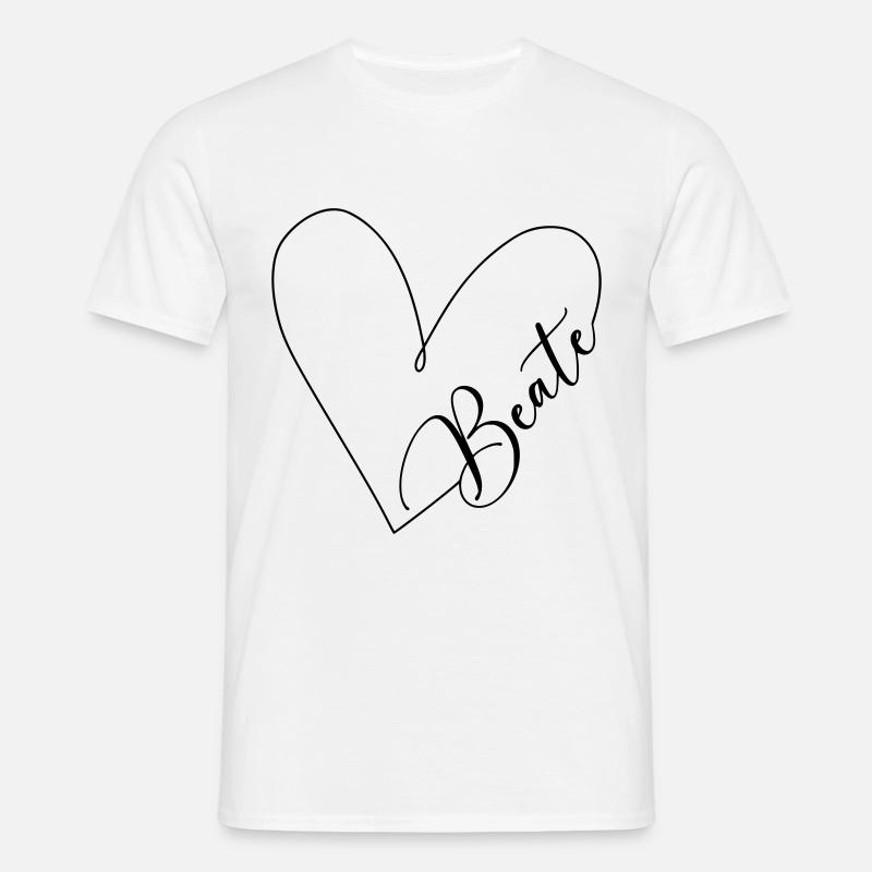 Beate Navn Heart Line - T-shirt til herrer - hvid