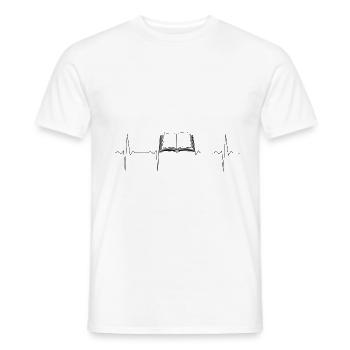 EKG Heartbeat Heartbeat livre / livres - T-shirt homme - blanc - Devant - AI Model Male 178 dark (178cm)