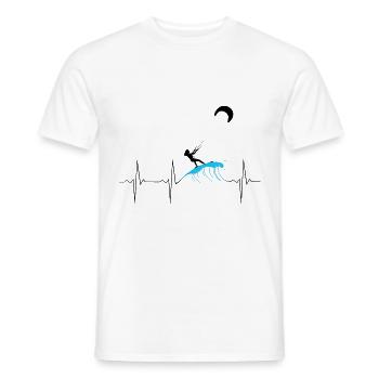 ECG Battement de Coeur Heartbeat KitesurfIng Woman Female - T-shirt homme - blanc - Devant - AI Model Male 178 dark (178cm)