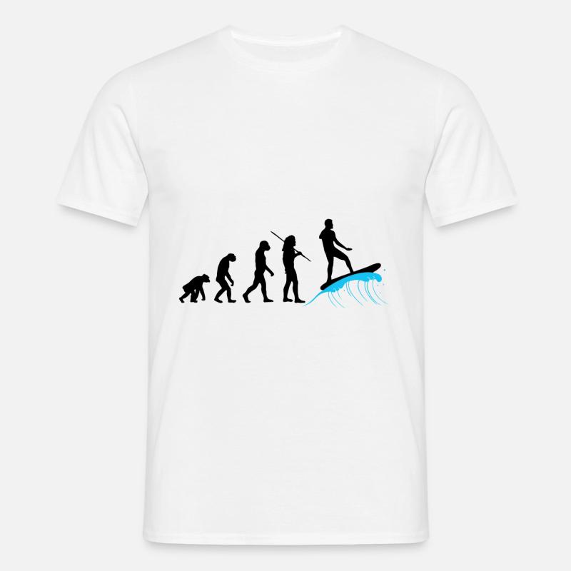 Evolution - Surfing - Männer T-Shirt - Weiß