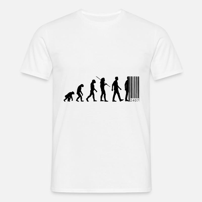 Evolution - code à barres - T-shirt Homme - blanc