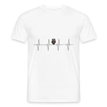 EKG Herzschlag Heartbeat Uhu Eule - Männer T-Shirt - Weiß - Vorne - AI Model Male 178 dark (178cm)