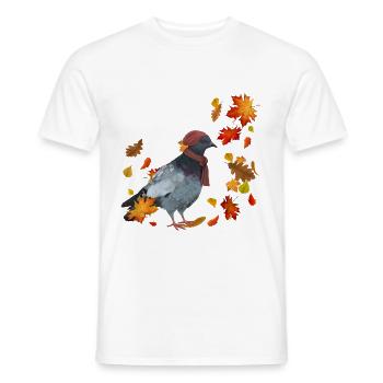 Taube im Herbst mit Blättern - Männer T-Shirt - Weiß - Vorne - AI Model Male 178 dark (178cm)