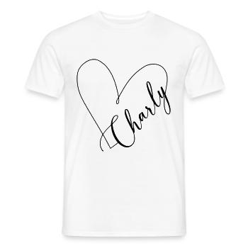 Charly Name Heart Line - Men's T-Shirt - white - Front - AI Model Male 178 dark (178cm)