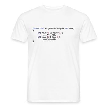 CODE AT WORK OR CODE AT HOME - JAVA PSEUDO - T-shirt homme - blanc - Devant - AI Model Male 178 dark (178cm)