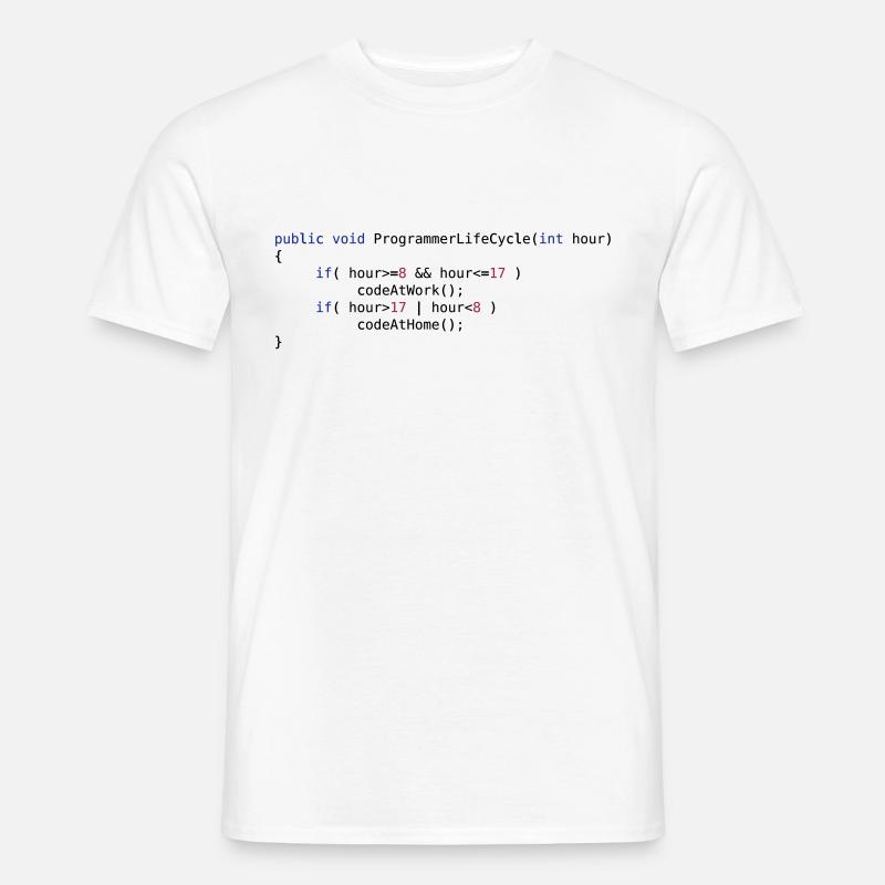 CODE AT WORK OR CODE AT HOME - JAVA PSEUDO - Männer T-Shirt - Weiß