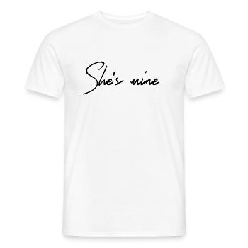 She's mine shirt Couples His Hers - Men's T-Shirt - white - Front - AI Model Male 178 dark (178cm)