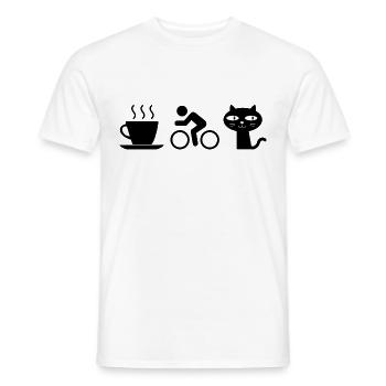 Kaffee. Katzen. Radfahren - Männer T-Shirt - Weiß - Vorne - AI Model Male 178 dark (178cm)