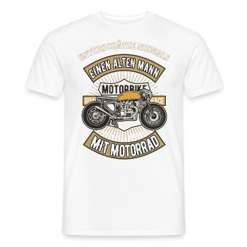 Pensioner - old man motorcycle motorcyclist - Men's T-Shirt - white - Front - AI Model Male 178 dark (178cm)
