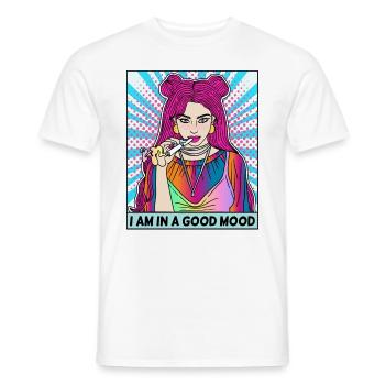 POP-ART ARTWORK JOINT SMOKING WOMAN - Men's T-Shirt - white - Front - AI Model Male 178 dark (178cm)
