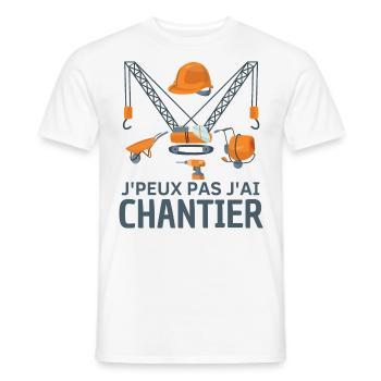 Je peux pas j'ai chantier construction - T-shirt homme - blanc - Devant - AI Model Male 178 dark (178cm)