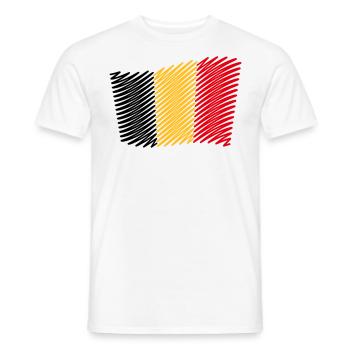 Flag Of Belgium / Tricolour (Scribble) - Men's T-Shirt - white - Front - AI Model Male 178 dark (178cm)