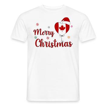 Joyoux Noel Christmas Canada Flag Heart - Men's T-Shirt - white - Front - AI Model Male 178 dark (178cm)