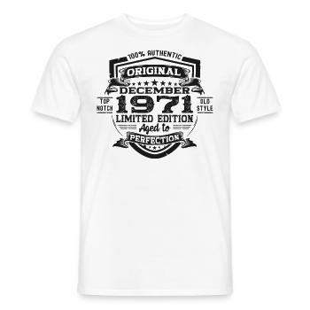 Original December 1971 51st Birthday Gift - Men's T-Shirt - white - Front - AI Model Male 178 dark (178cm)