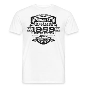 Né en décembre 1959 cadeau de 63e anniversaire - T-shirt homme - blanc - Devant - AI Model Male 178 dark (178cm)