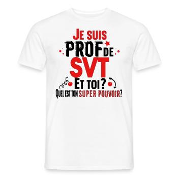 Prof Professeur SVT Sciences Vie Terre Métier - T-shirt homme - blanc - Devant - AI Model Male 178 dark (178cm)