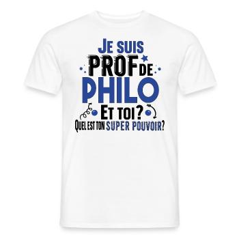 Philo Philosophie Prof Professeur Collège Lycée - T-shirt homme - blanc - Devant - AI Model Male 178 dark (178cm)