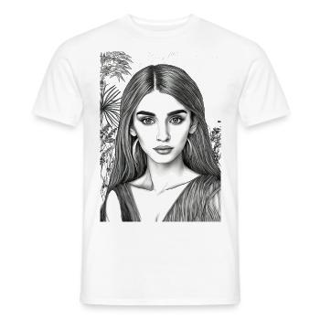 Elegant Female Portrait - Men's T-Shirt - white - Front - AI Model Male 178 dark (178cm)