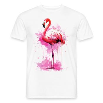 Flamant rose Oiseau Exotique Éclaboussure d’été Rose - T-shirt homme - blanc - Devant - AI Model Male 178 dark (178cm)