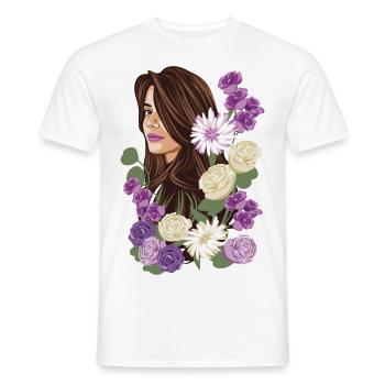 VIOLET Femme Illustration Fleurs Violettes Et Blanches - T-shirt homme - blanc - Devant - AI Model Male 178 dark (178cm)