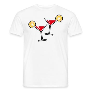 2 Cocktail Glasses / Martini / Cheers + (Red) - Men's T-Shirt - white - Front - AI Model Male 178 dark (178cm)