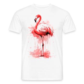 Flamingo Bird Exotic Summer Splash Pink Pink - Men's T-Shirt - white - Front - AI Model Male 178 dark (178cm)
