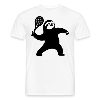 Sloth Silhouette Tennis Serve Minimalist - Men's T-Shirt - white - Front - AI Model Male 178 dark (178cm)