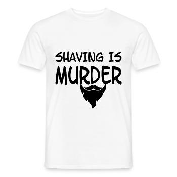 shaving is murder - Men's T-Shirt - white - Front - AI Model Male 178 dark (178cm)