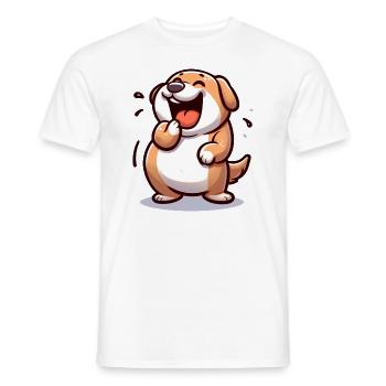 LACHENDER HUND VIERBEINER HAUSTIER TIERFREUND WITZ - Männer T-Shirt - Weiß - Vorne - AI Model Male 178 dark (178cm)