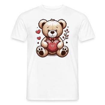 OURS EN PELUCHE, OURS EN PELUCHE, PELUCHE, CÂLIN, COEUR DOUX - T-shirt homme - blanc - Devant - AI Model Male 178 dark (178cm)