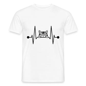 Schwarze Katze Herzschlag Peeking Kleine Süße - Männer T-Shirt - Weiß - Vorne - AI Model Male 178 dark (178cm)