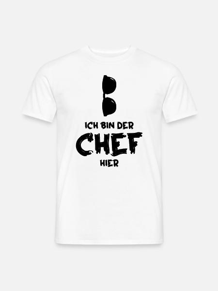 Baby Junge Lustiger Spruch Chef Sonnenbrille - Männer T-Shirt - Weiß