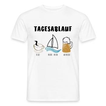 Tagesablauf Kaffee Segeln Bier Geschenkidee - Männer T-Shirt - Weiß - Vorne - AI Model Male 178 dark (178cm)