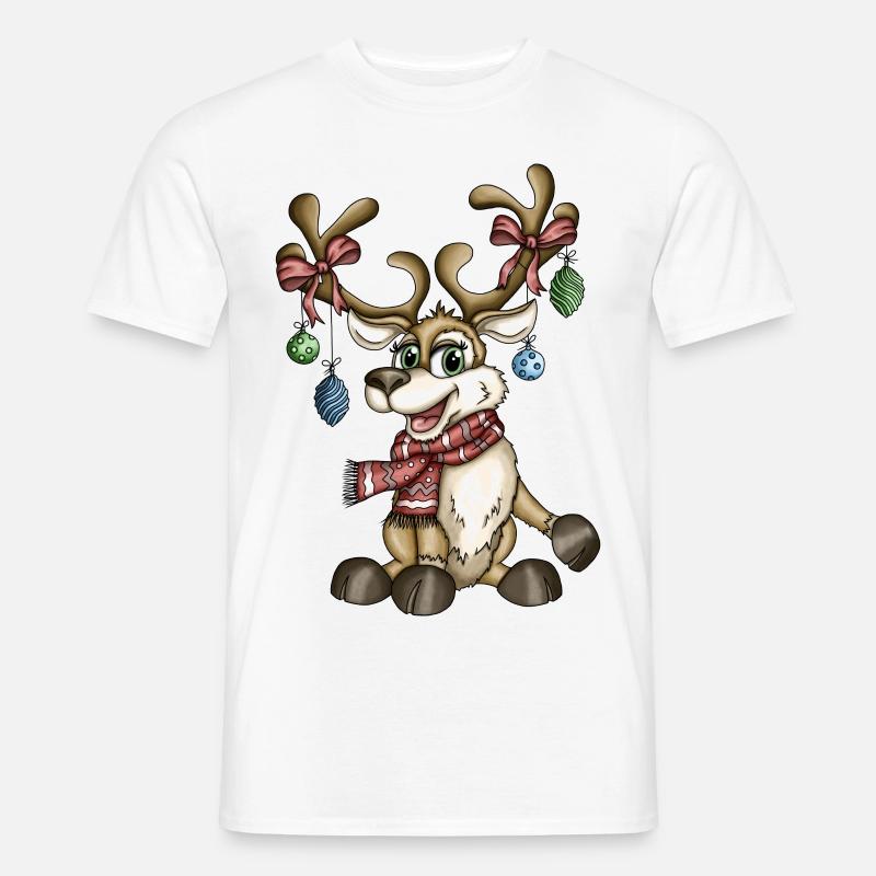 Reindeer Rudi version 2 - Mænd T-shirt - hvid