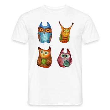 Eule Uhu Tier Waldtier Steinkauz Schleiereulen Fun - Männer T-Shirt - Weiß - Vorne - AI Model Male 178 dark (178cm)