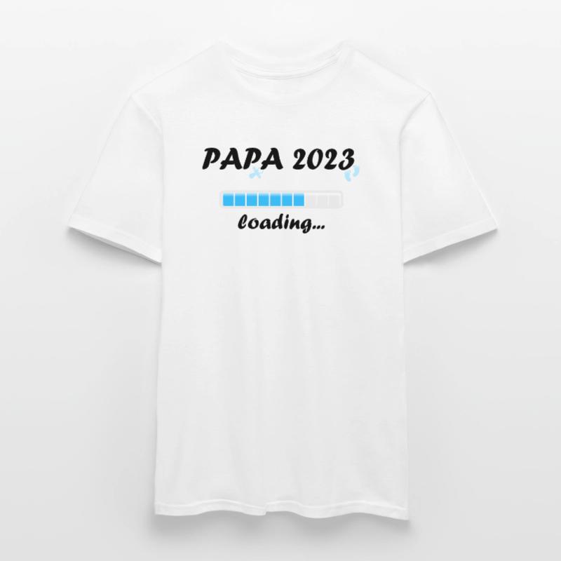 Papa 2023 Loading Paternity Dad Becoming a Father Fun Men's T-Shirt