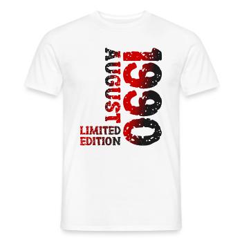 1990 Août Édition Limitée 33e Tenue d’anniversaire - T-shirt homme - blanc - Devant - AI Model Male 178 dark (178cm)