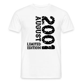 2001 August Limited Edition 22. Geburtstag Outfit - Männer T-Shirt - Weiß - Vorne - AI Model Male 178 dark (178cm)