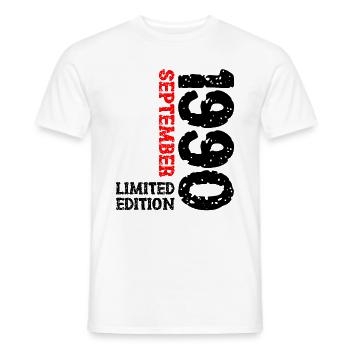 1990 Septembre Édition Limitée 33e Décoration Anniversaire - T-shirt homme - blanc - Devant - AI Model Male 178 dark (178cm)