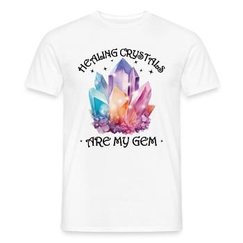 Funny Gemstone Chakra Healer Spiritual - Men's T-Shirt - white - Front - AI Model Male 178 dark (178cm)