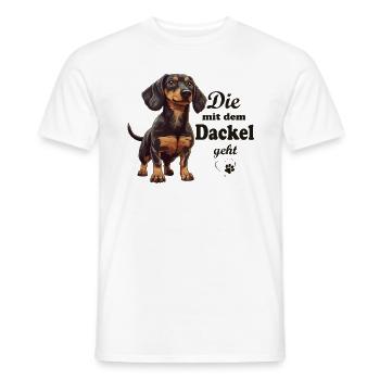 mit dem Dackel gehen - Hunderasse Dackel - Dackel - Männer T-Shirt - Weiß - Vorne - AI Model Male 178 dark (178cm)