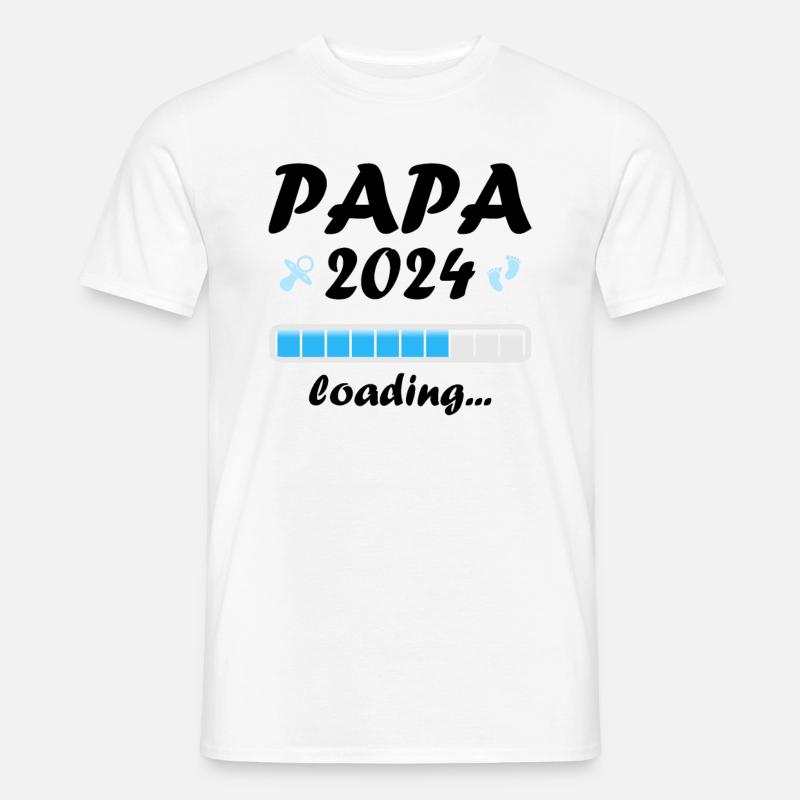 Papa 2024 Loading Vaterschaft Vater Werden Dad - Männer T-Shirt - Weiß
