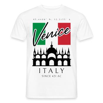 Venice St. Mark's Basilica Flag Travel Souvenir - Men's T-Shirt - white - Front - AI Model Male 178 dark (178cm)