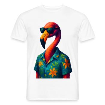 WPAP Stil Tiere - Flamingo mit Sonnenbrille - Männer T-Shirt - Weiß - Vorne - AI Model Male 178 dark (178cm)