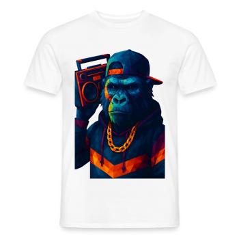 WPAP Style Animals - Gorilla Hip Hop Outfit Boombox - T-shirt homme - blanc - Devant - AI Model Male 178 dark (178cm)