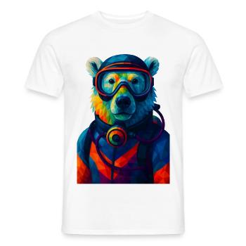 WPAP Style Animals - Polar Bear in Diving Suit Breathing Apparatus - Men's T-Shirt - white - Front - AI Model Male 178 dark (178cm)