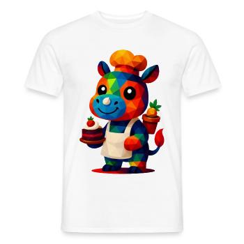 WPAP Polygon Kawaii Stil Tiere Baby Nilpferd Koch - Männer T-Shirt - Weiß - Vorne - AI Model Male 178 dark (178cm)